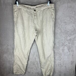 Luca Faloni Lipari Mens Beige Linen Trousers IT 56 UK 40 Made in Italy Pants
